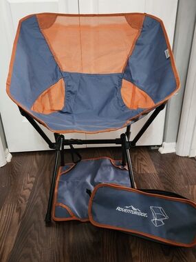 Portable Folding Camping Chair - Blue with Orange Trim New No Tags